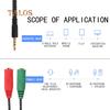 3.5mm Male to 2 Female Jack Audio Mic Headset Splitter Adapter Cable Convertor Computer Gadgets