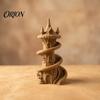 Fantasy Room Decor 3D Printed Spire Castle Ornament with Spiral Staircase, Resin Sculpture, Retro Study Window Displays Fairy Tale Desktop Decoration