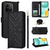 For Honor X6c 4G Case with Shoulder/Wrist Strap Leather Phone Cover Stand Wallet