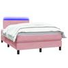 Box Spring Bed with Mattress & LED Lighting Pink 120 X 220 Cm Velvet