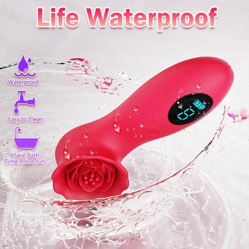 9 Modes Rose Vibrator Clitoral Stimulator for Women Smart LED Display Adult Sex Toys Powerful Female Teasing Mini Massager