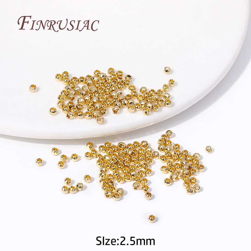 

Wholesale 3 Types 18K Real Gold Plated Beads Shiny Small Round Spacer Beads Brass Metal Gold Separators Beads For Jewelry Making 100 pcs