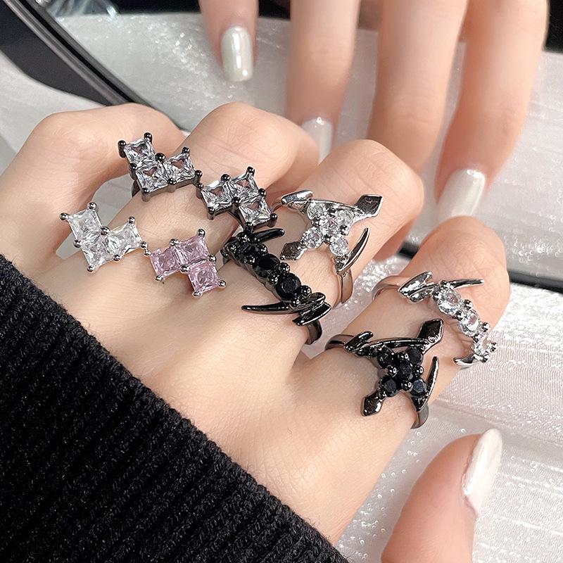 Love Dark Cross Open Ring Set Personality Fashion High Sense Light Luxury Ring Women