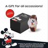 DISNEY Womens Mickey Mouse Analog-Quartz Watch Leather-Synthetic Strap Brown 18 (Model W002756)