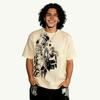 Dark-themed Skeleton Anime Print T-Shirt for Men | American High-Street StyleLoose-Fit Short-Sleeve Trendy Post-Apocalyptic Style Short-Sleeve T-Shirt