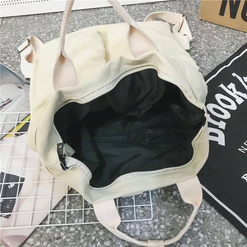 Backpack Women Canvas Solid Softback Zipper School Bag Softback Casual Vintage High-Capacity Backpack UNISEX Handbag Harajuku