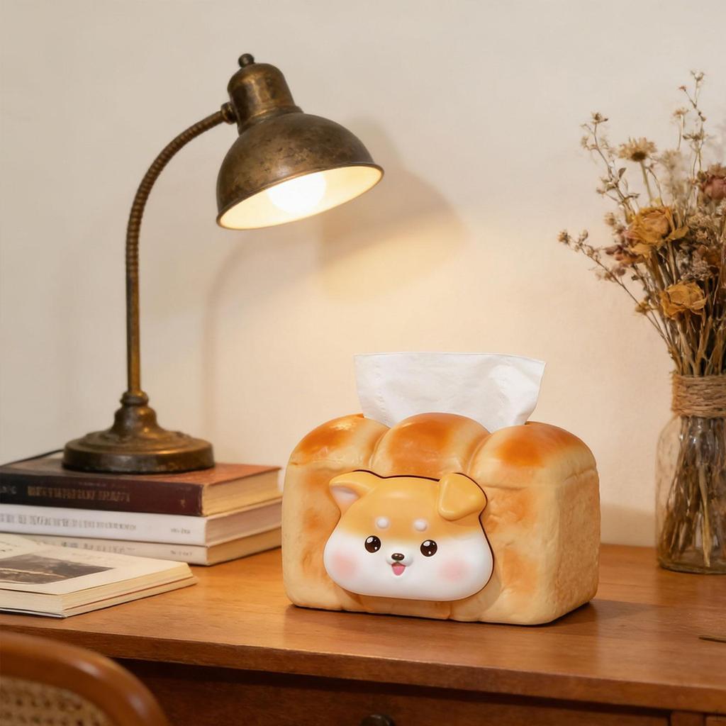Tissue Box Cover Dispenser Gift Toast Shape Napkin Holder Paper for Office Desk Night