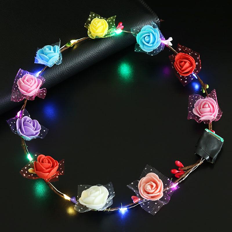 

10pcs LED Flower Crown LED Flower Wreath Headband Multicolor Light up Headband Lighted Head Band Crown LED Hair Accessories 10pcs