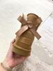 Large size single ribbon snow boots women's winter leather velvet thickened warm snow cotton