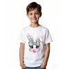 European Size Childrens Round-neck Short-sleeved T-shirt with Rabbit Pattern Print