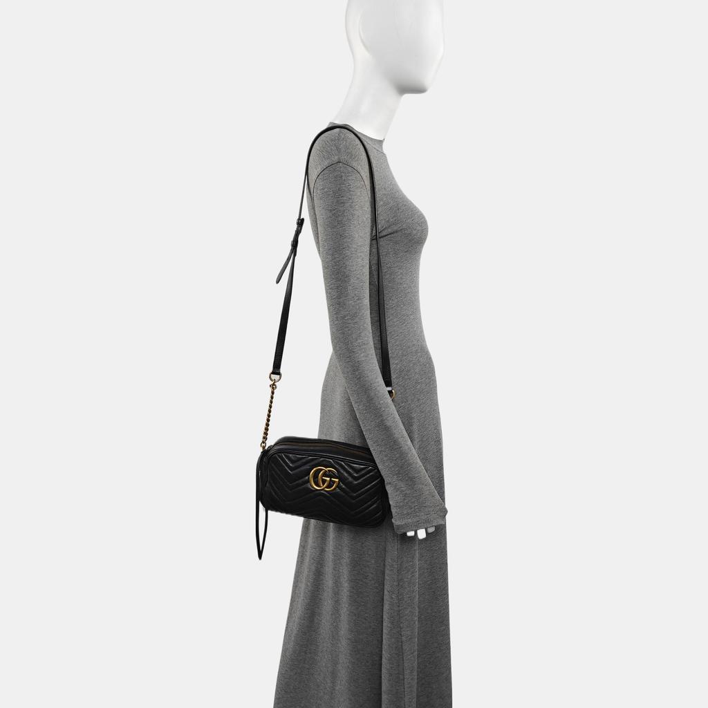 [Pre-Owned] Gucci GG Marmont Small Matelassé Shoulder Bag 'Black' - Good #H3A6KG