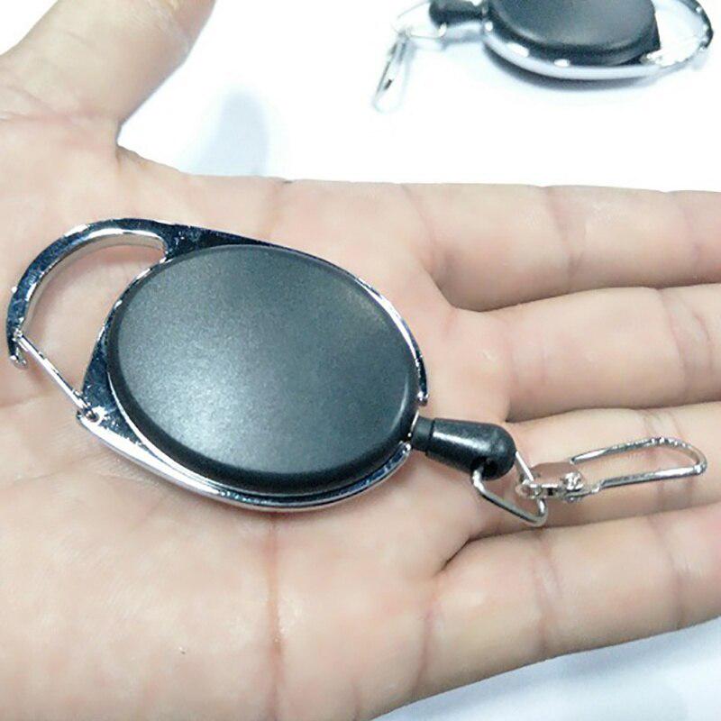 Black EDC Retractable Key Chain Oval Shape Keychain Clip Ring Mini Outdoor Tool