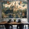 2D Flat Design, 1-piece Dragon Palace Castle Tapestry, Suitable for Home Decoration, Birthday Parties, and Basement Decoration