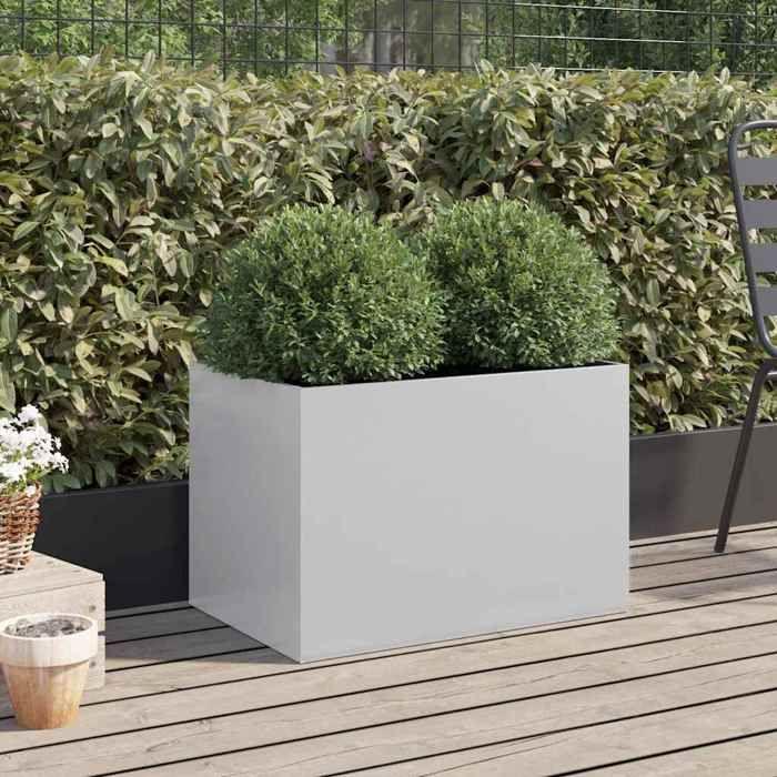 VidaXL Jardinière, Lit Surélevé, Bac à Fleurs, Pot de Plantes, Boîte à Fleurs Jardin Patio Terrasse, Argenté 62x40x39 cm 841600