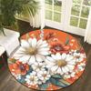 Daisy flower style Flannel-printed round floor mats are slip-resistant Suitable for living room bedroom terrace garden carpets