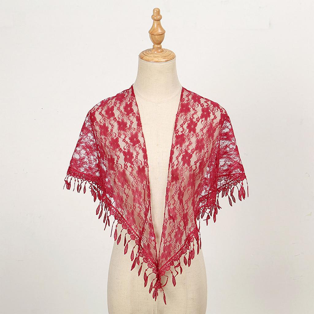 Elegant Lace Shoulder Wrap Triangular Scarf With Tassels And Flower Pattern For Women Great For Weddings And Travel