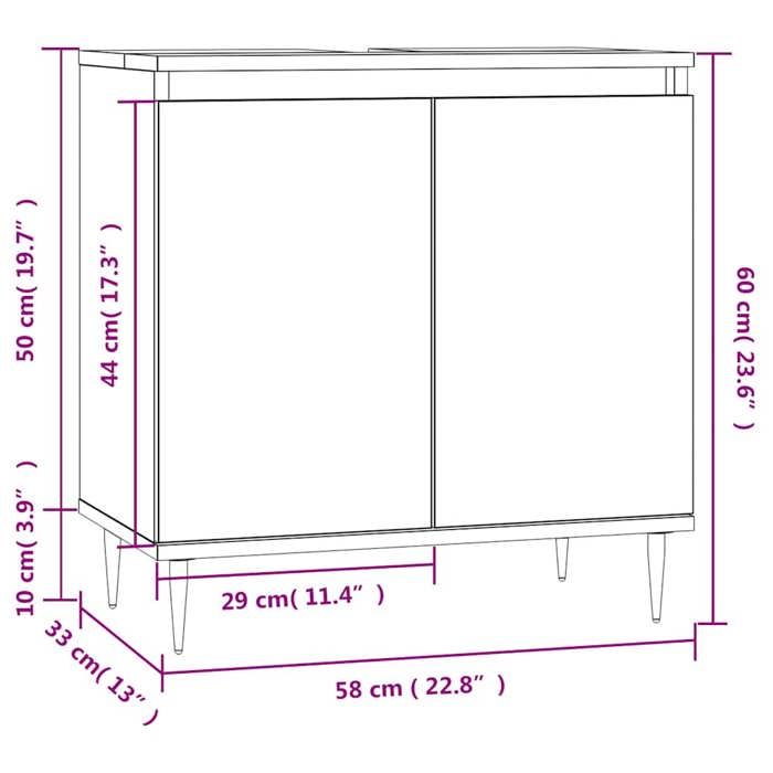 VidaXL Armoire de bain sonoma gris 58x33x60 cm bois d'ingénierie 831578