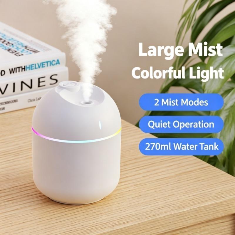 USB Mini Humidifier, Ultrasonic Aroma Essential Oil Diffuser with Color LED Lamp, Quiet Mist Maker for Home & Car