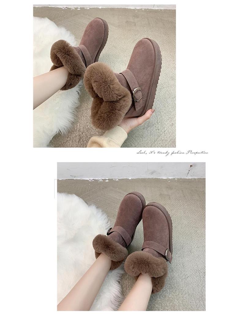 Women's 2024 Winter Waterproof Mid-Tube Snow Boots: Thick, Warm Cotton, All-Match, Student-Friendly, Easy Slip-On In Northeast Style