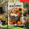 Autumn Pumpkin Welcome Garden Flag_4-28X40 Inch Outdoor Garden Flag Double-Sided Home Decoration Courtyard Decoration Outdoor Decoration Lawn Decorati