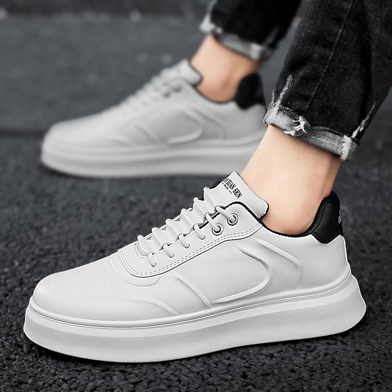 White Platform Sneakers Outdoor Casual Shoes Men's Skateboarding Shoes Breathable Sport Shoes Running Shoes Men's Tennis Shoes
