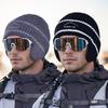 Loogdeel Unisex Winter Knitted Cap Windproof Velvet Warm Ear Protection Padded Wool Hat for Outdoor