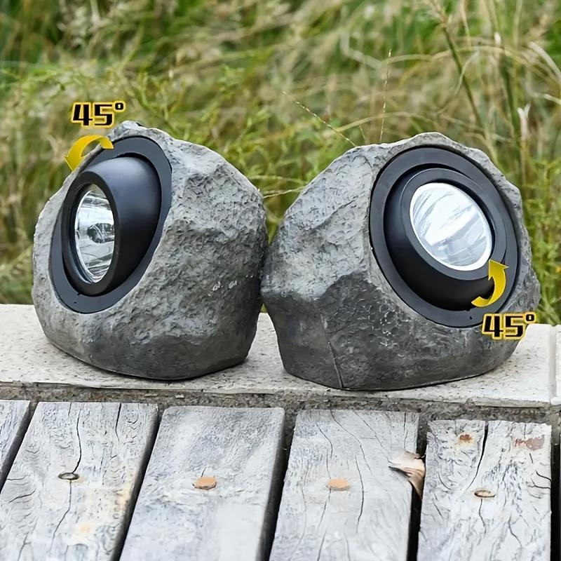 Rock Solar Spot Lights Solar-Powered Stone Garden Lamp for Outdoor Pathway Yard Christmas Lawn Decor Waterproof Landscape Light