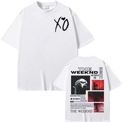 T-shirt Court Manches Courtes Mode Unisexe Hip-hop Streetwear Haut Chanteur R&B Populaire The Weeknd Confortable T-shirt pour Femmes et Hommes