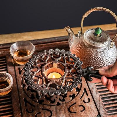 Calentador de tetera estilo retro Soporte para vela de té Calentador Base Soporte para tetera Plato Estable para Decoración Balcón Patio Accesorios para juego de té