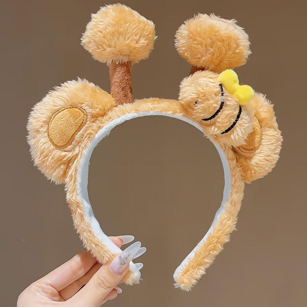 Cute Cartoon Plush Headband & Hair Clip for Face Washing and Masks - Fun Hair Accessory for Kids & Women