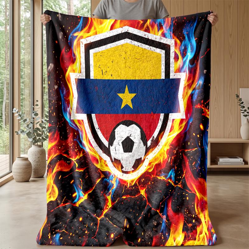 Colombia Football Printed Flannel Blanket Skin Friendly Warm Decorative Throw for Indoor Couch Bed Daily Use