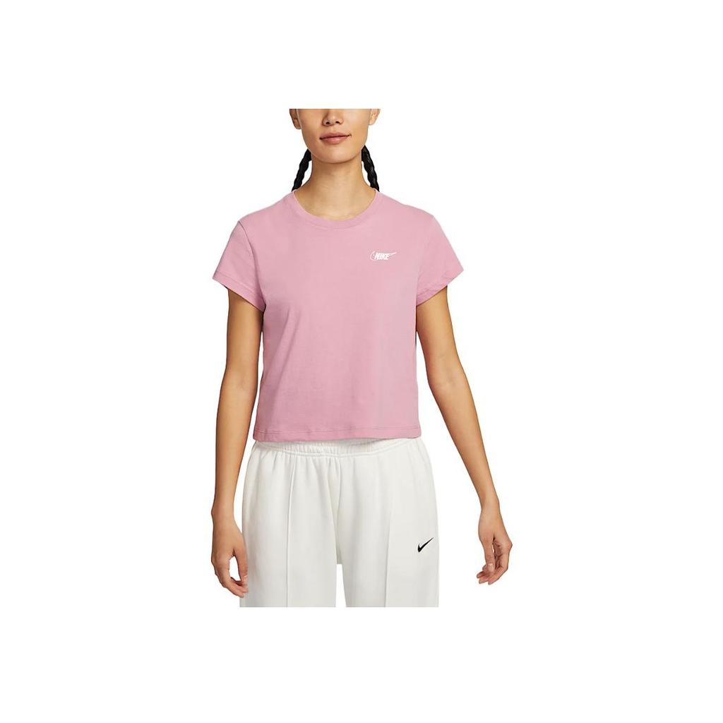 Nike Sportswear Club Fashion Comfortable Versatile Short Sleeve T-Shirt Women Tops Element-Pink Color-Mixing HF9457-646