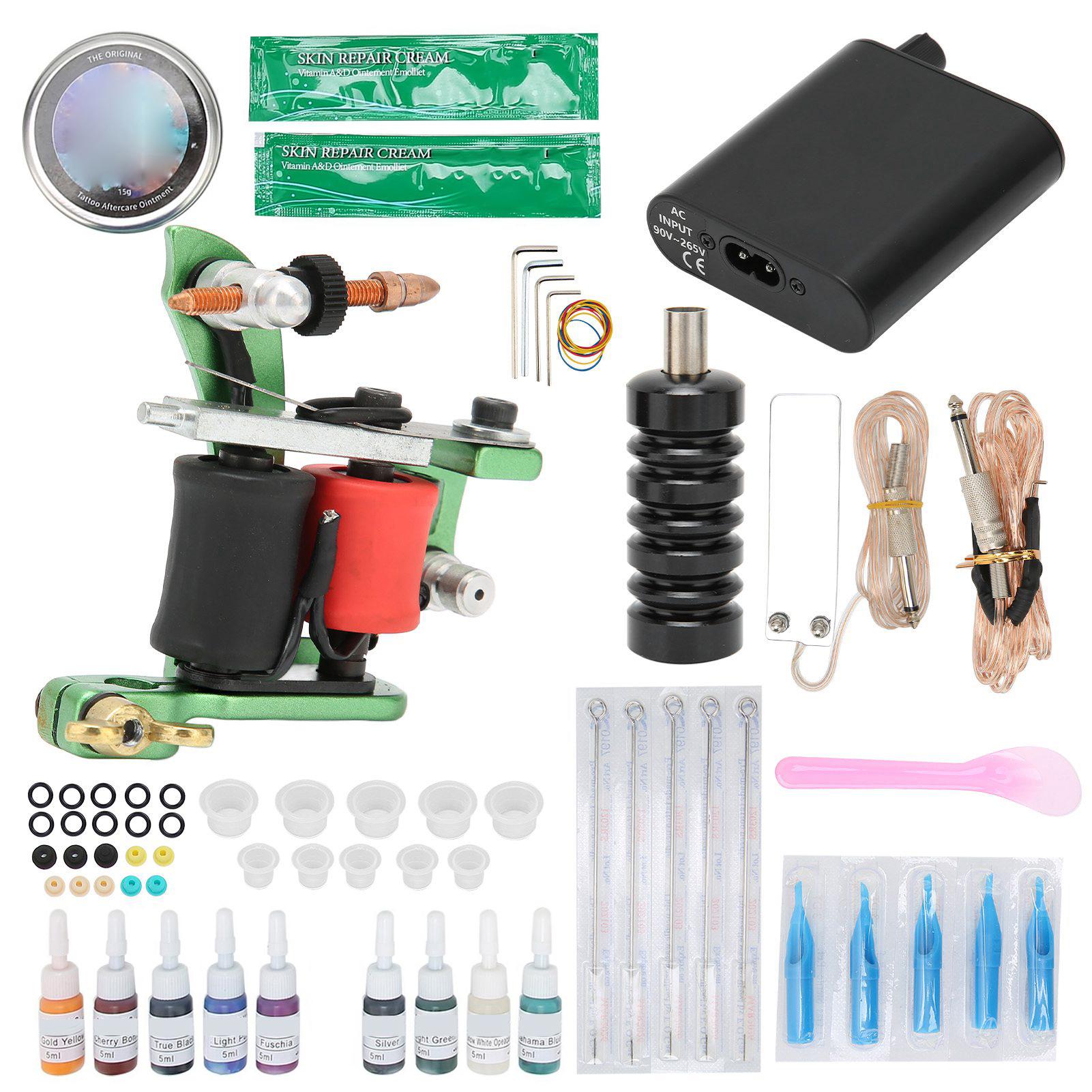 

Полный комплект для татуировки профессиональная катушка для татуировки машинка блок питания ручка комплект 9 чернил втулки принадлежности EU Plug