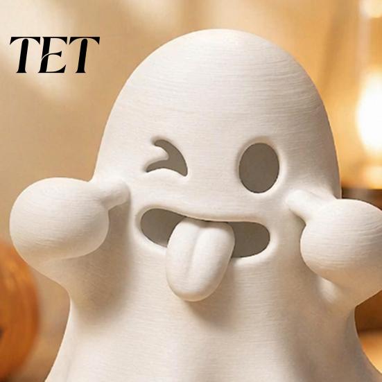Unique Holiday Gifts Halloween Ghost Figurine, 3D Printed Cute Face Statue, Spooky Funny Gift Tabletop Ornament for Shelf, Desk, Home Party Decor PLA