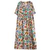 Manga curta plus size vintage floral novo em vestidos para mulheres casual solto longo vestido de verão