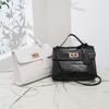 Versatile Trend Crocodile Pattern Shoulder Crossbody Small Square Bag Fringed Lock Women's Bag