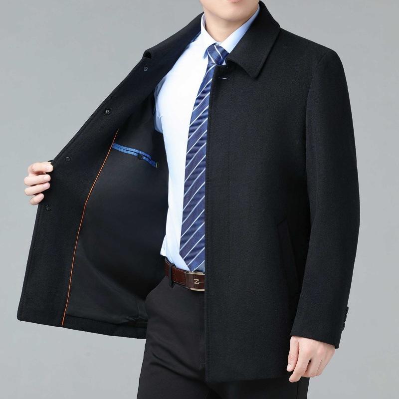 Middle-aged wool jacket men's autumn and winter business leadership cadre dad's jacket father's buttoned woolen jacket