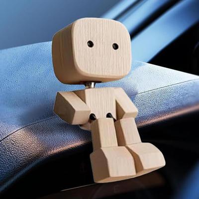 Wooden Figure Shaking Feet Car Dashboard Decoration Car Ornaments Sculpture for SUV Truck Sedan RV Dormitory Apartment Hotel