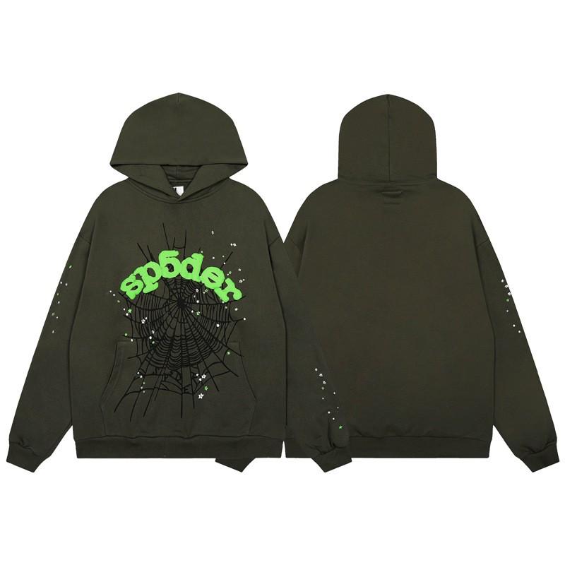 Mens Casual Hoodie Pants Set Thin Fit Spider Web Print Streetwear