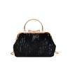 Luxury Embroidered Women's Shoulder Bag Metal Top Handle Purse With Long Chain Strap Evening Party Clutch