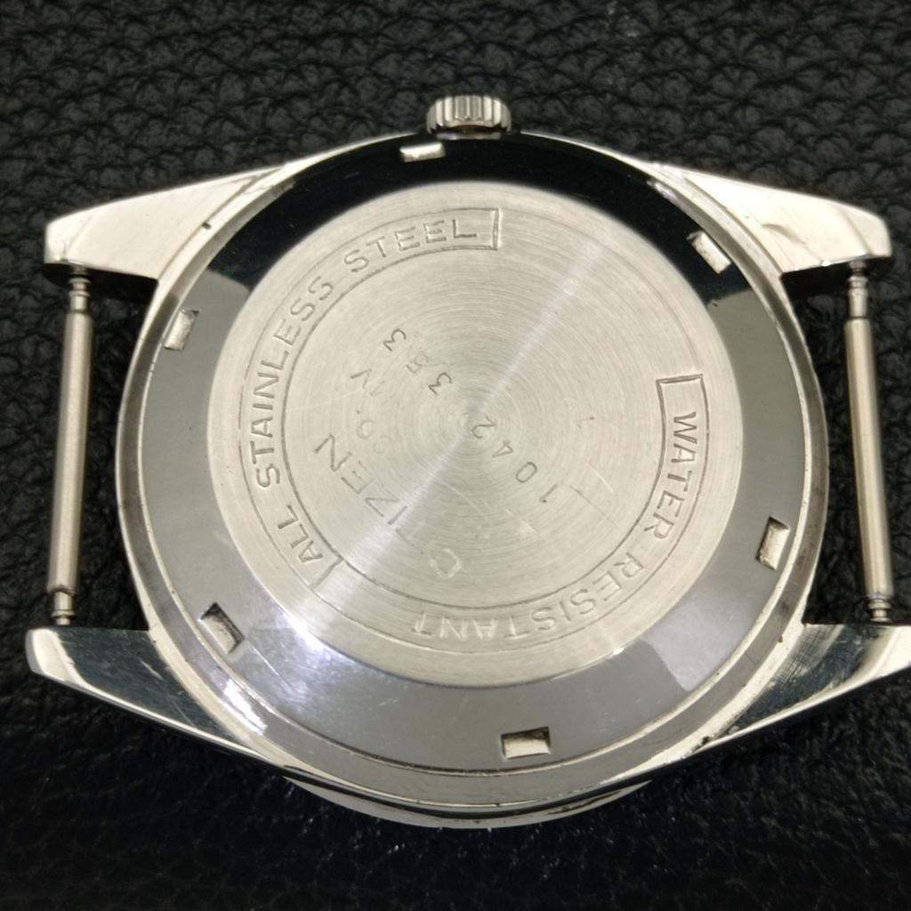 GEBRAUCHTE CITIZEN AUTOMATIC 8200 JAPAN HERRENUHR MIT TAG- UND DATUM-ARMBANDUHR UND BLAUEM ZIFFERBLATT a432808-2 R113-a432808