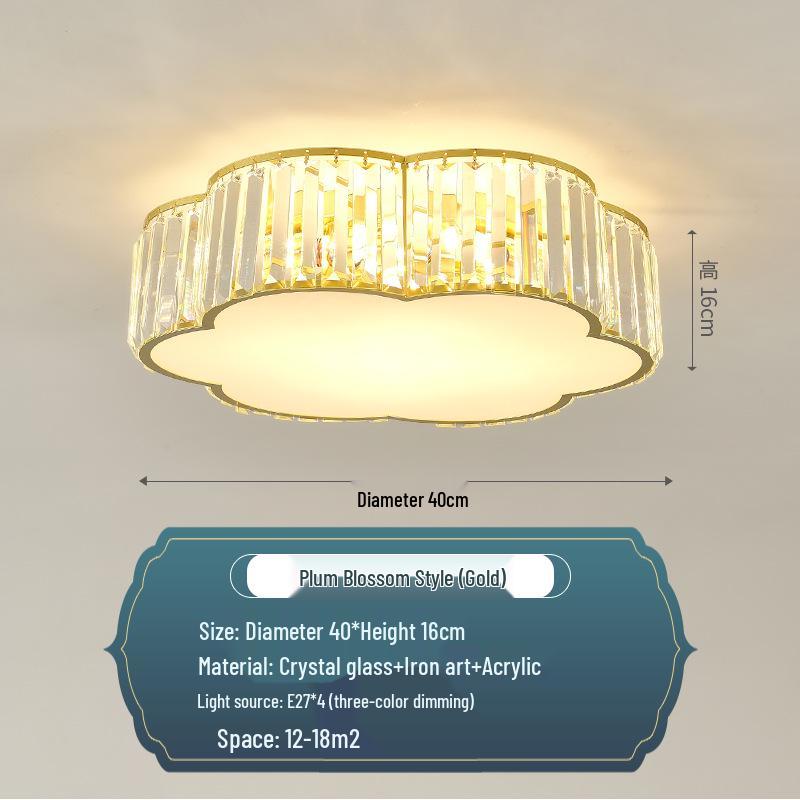 Modern Minimalist Round LED Crystal Ceiling Light for Bedroom, Living Room, Dining Room, and Study