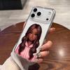 Afro Black Girls Cartoon Phone Case For iPhone 17 16 15 14 13 12 11 Mini Pro Max Plus Transparent Cover