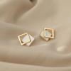 Japanese-Korean Geometric Square Stud Earrings - Minimalist Cold Style for Women