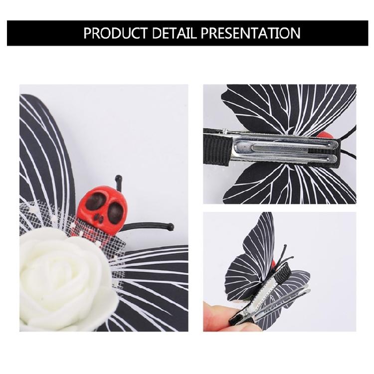 10Pcs Spooky Butterfly Skull Hair Clip Halloween Themed Skeleton Butterfly Hair Clasps Accessory for Costume Fun