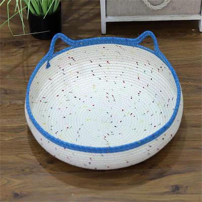 Cotton Rope Woven Basket Nest Cat Scratcher Handmade Natural Cradle Sleeping Bed Pet Toy Box