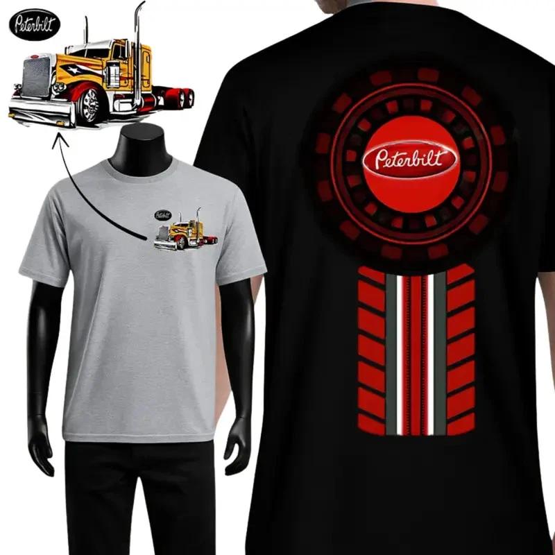 Peterbilt T-Shirt, Classic Semi Truck & Red Logo Graphic, Peterbilt Big Rig Grap XS