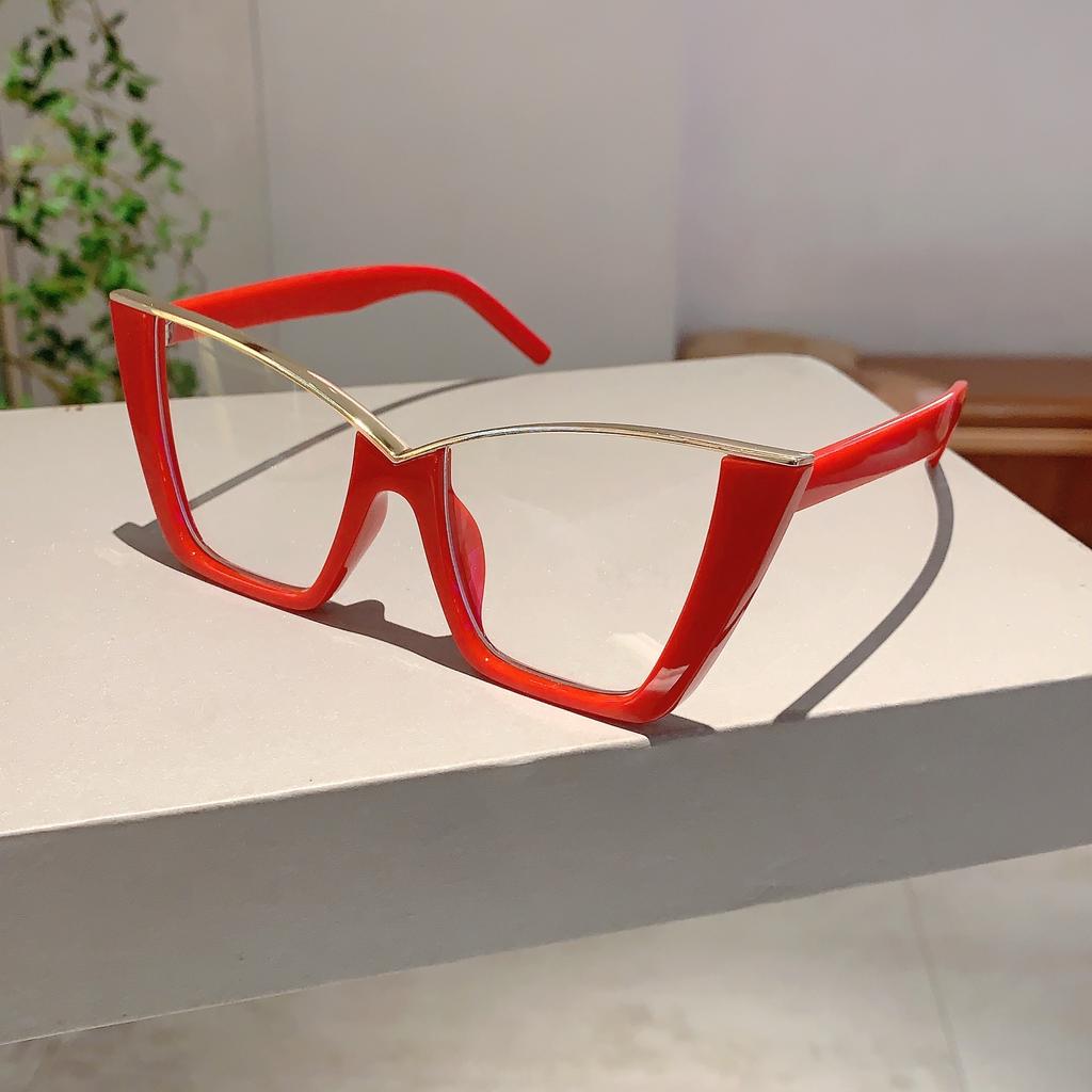 Oversized Cat Eye Glasses Women Trendy Vintage Blue Light Blocking Eyewear Brand Design Chic Non-prescription Eyeglasses