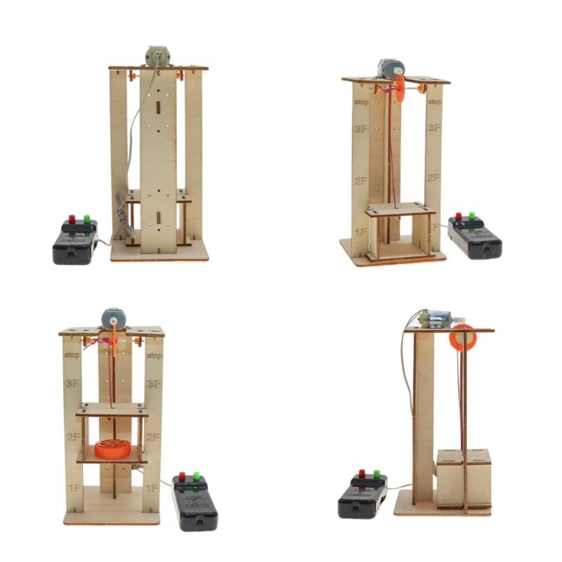 DIY Set Electric Remote Control Lift Elevator Model Kits Foster Kids Imagination STEM Toy for Science School Project