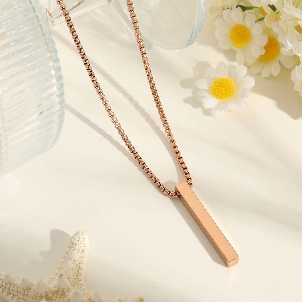 Stainless Steel Hip-hop Necklace Men's Three-dimensional Rectangular Titanium Steel Necklace Couple Pendant Jewelry Accessories